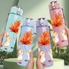 1PC Rabbit Maple Leaf Autumn 750ml Color Plastic Sports Water Bottle Leakproof Flip Straw Lid Suitable for Sports Office Home Use
