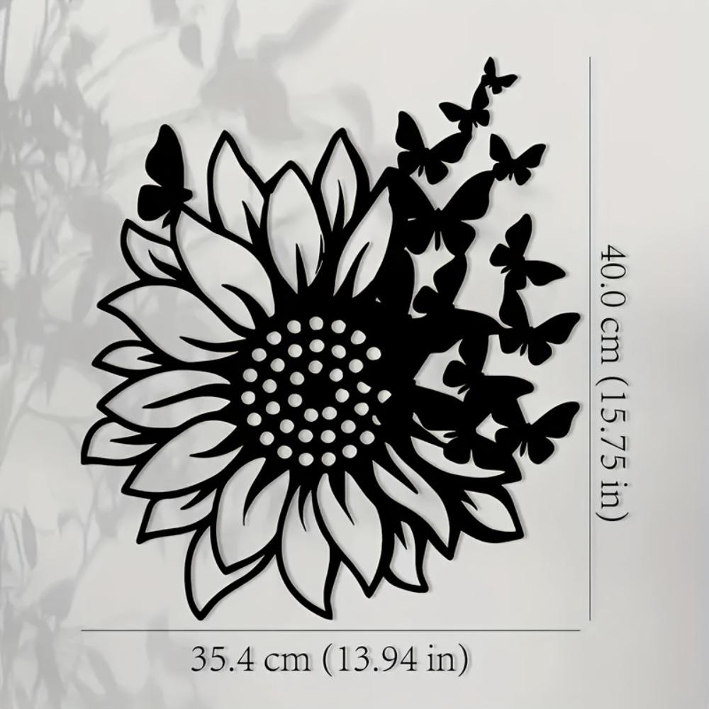 

1pc Black Sunflower Metal Wall Art, Large Iron Flower Sculpture for Indoor Outdoor Home Courtyard Wedding Housewarming Mother Day Christmas Gift