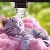 Adorno para espejo retrovisor con colgante de gato en 2D, colgante para interior de coche