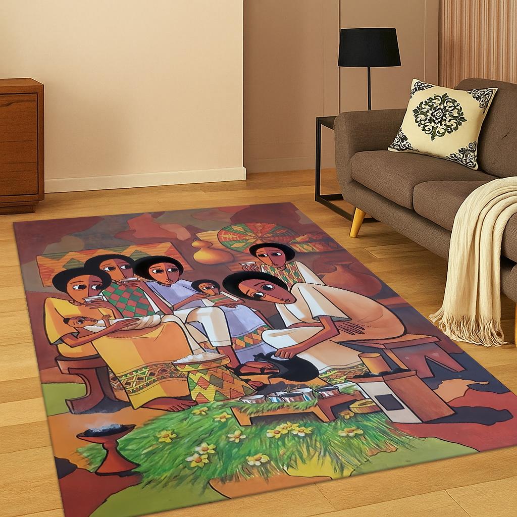 

Ковер в африканском эфиопском стиле для дома, спальни, гостиной, дивана, придверный коврик, декор, детский ковер для игр, нескользящий напольный коврик 40x60cm