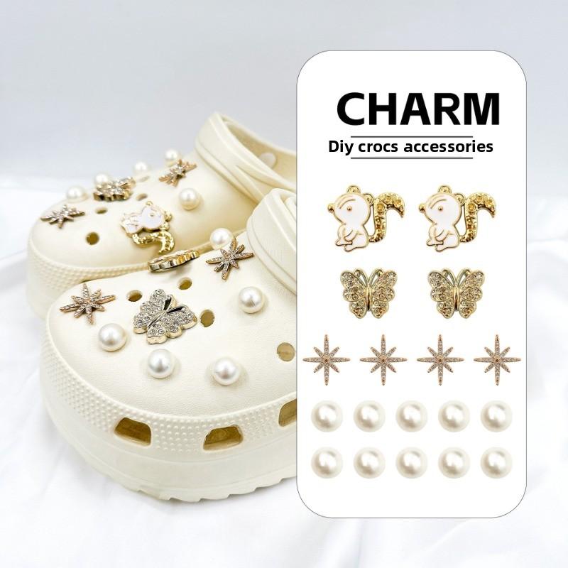 18PCS Fashion Shoe Charms Set Accessories Hole Shoe Buckle Cute Animals Butterfly Pearl DIY 3D Shoes Decorations