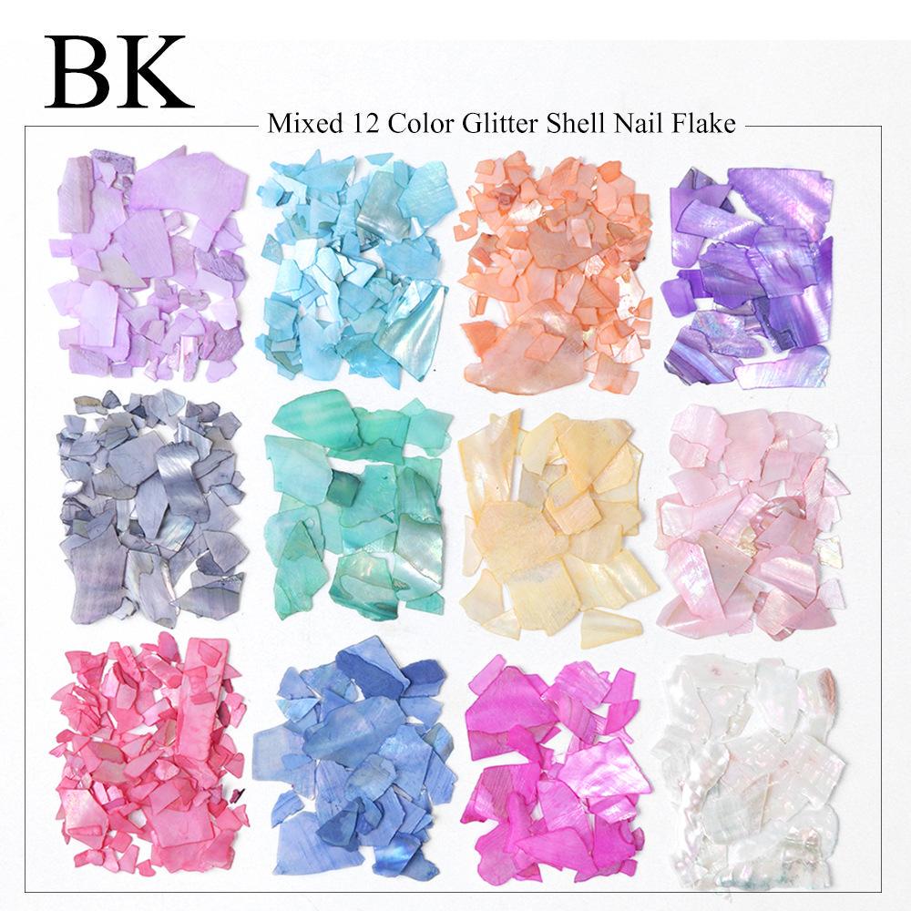 1 Krabička Nehty Abalonová skořápka Fragmenty Textura Přírodní mořská skořápka 3D Ozdoba Skořápka Nail Art Dekorace DIY Kosmetické nástroje