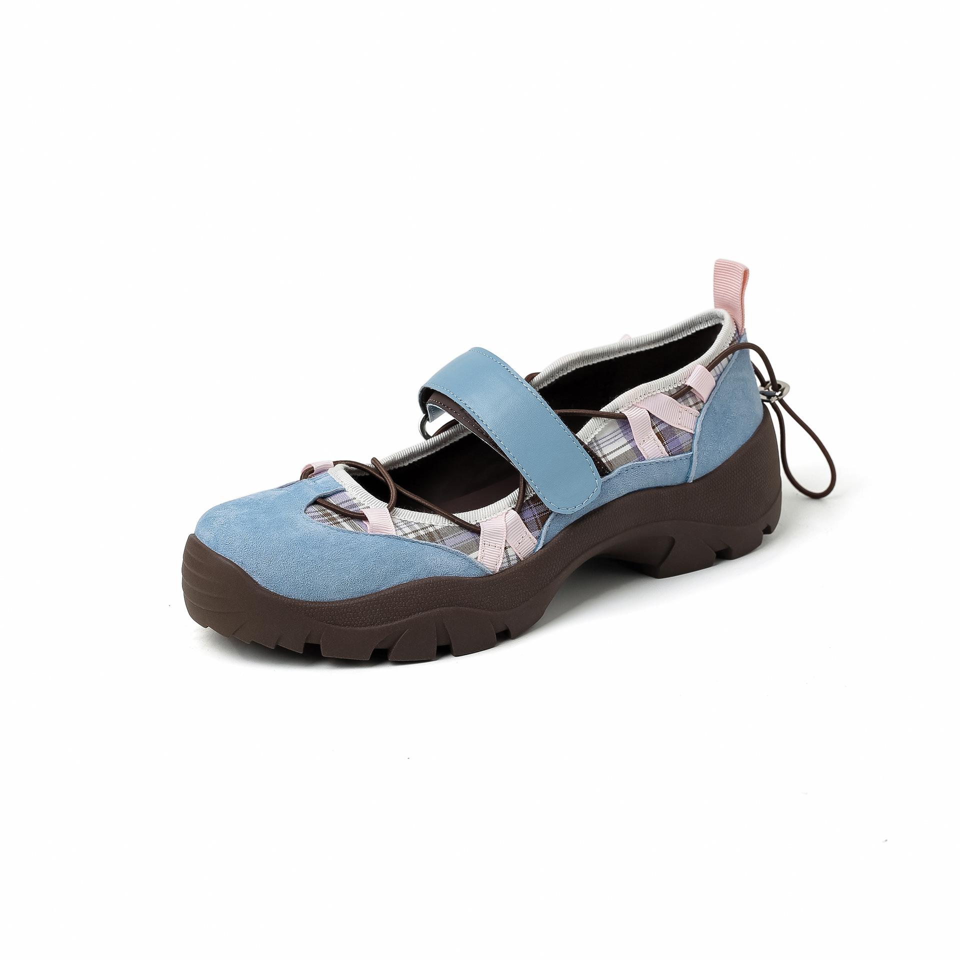 

Cowhide Edition~ Design Sense Functional Wind Ballet Sports Single Shoes Women s 2025 Autumn New Platform Mary Jane Shoes 39 небо синє кольору