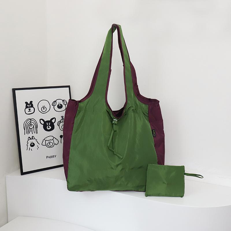 Foldable Shopping Bag Large Capacity Waterproof Tote Bag Eco-Friendly Reusable Grocery Bag Durable Nylon Storage Pouch