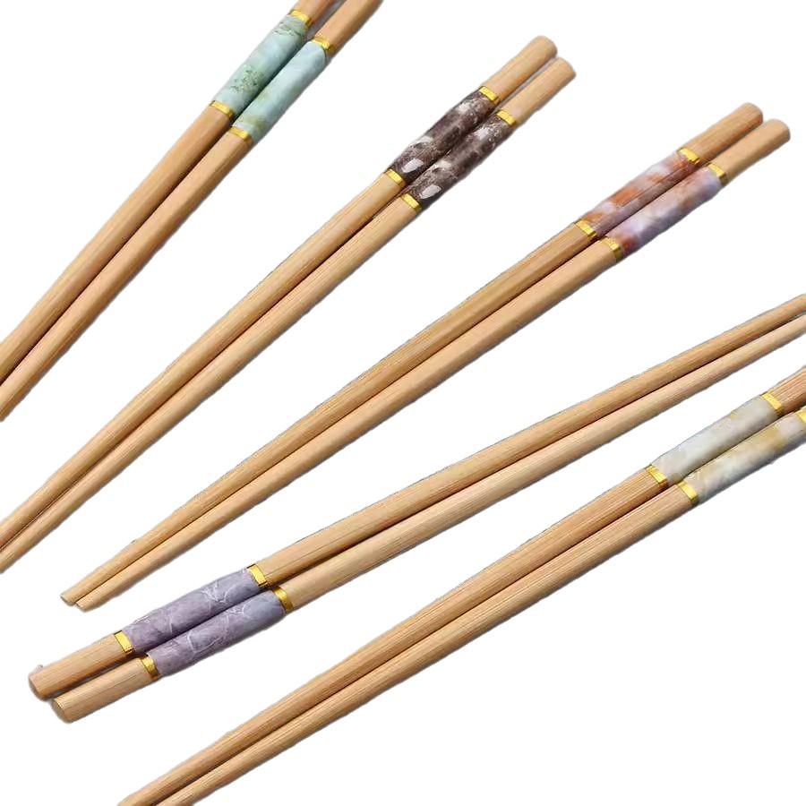 Creative Anti-Mold Bamboo Chopsticks Set: Natural, Non-Slip, Eco-Friendly, Printed Design, 5-20 Pairs