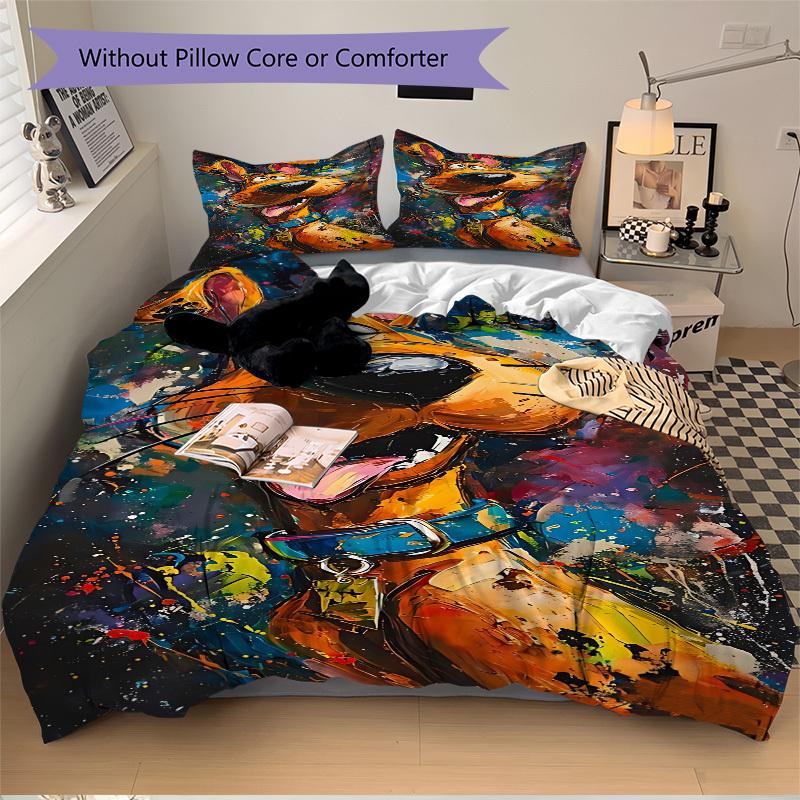 3pcs Scooby-Doo Duvet Cover Set - Machine Washable, Includes 1 Duvet Cover and 2 Pillowcases, No Core Included Yy251022241