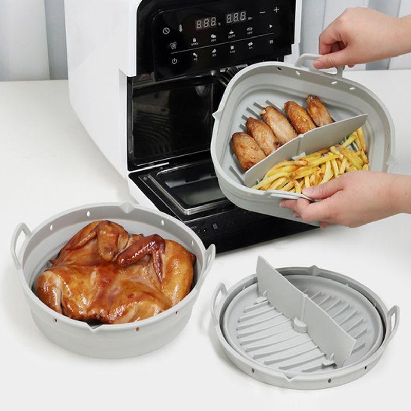 Reborn. J Platinum Silicone Air Fryer Folding Bowl (Large/19cm) / Folding Compartment Separate Microwave Oven Bowl