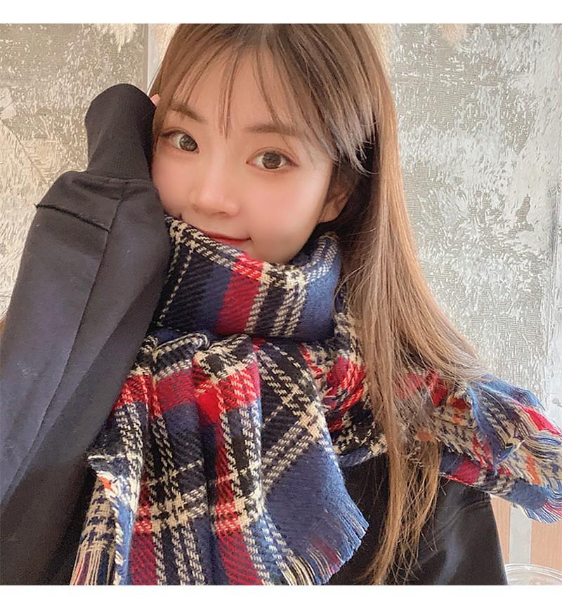 Korean Retro Double-Sided Plaid Scarf - Women's Classic Autumn/Winter Warm Accessory