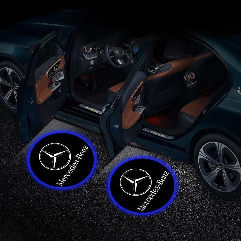 2Pcs Car Door Welcome Light HD LED Projector Welcome Light for Mercedes-Benz W213 W108 W126 W140 W168 W169 W212 W220 W221 W222