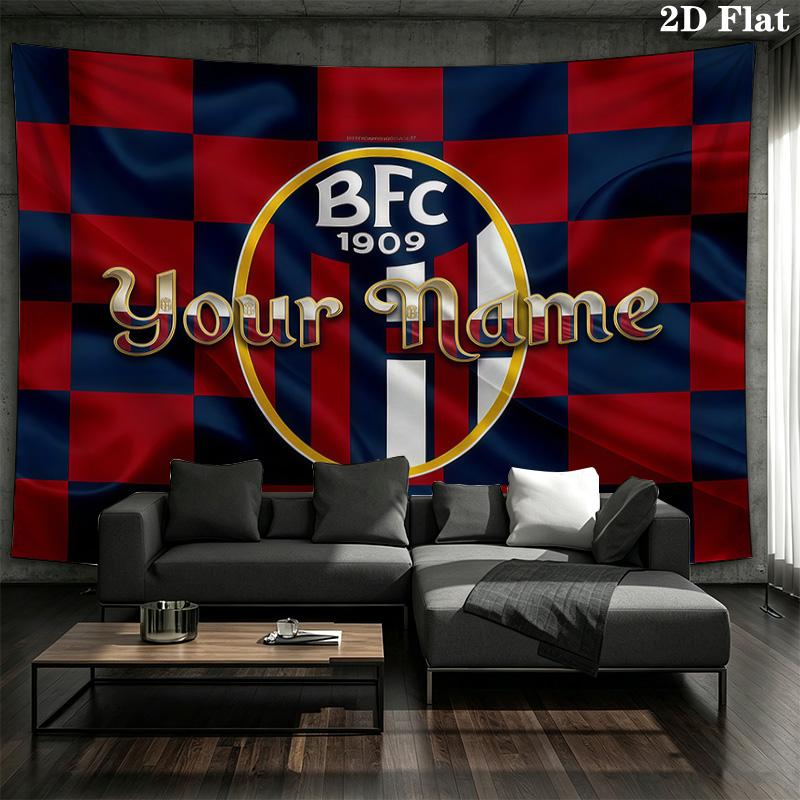 Bologna Fc Custom Name Wall Tapestry Aesthetic Wall Hanging Printed Fabric Blanket Decorative Tapestries For Bedroom Living Room Home Decor