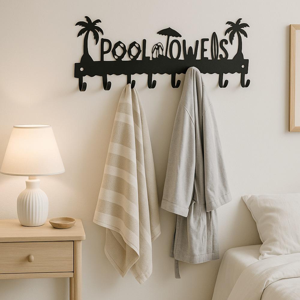 """POOL TOWERS" Metallwandkunstschild Tropischer Kokosnussstrand Modern Minimalistisch Heimdekoration Wohnzimmer Schlafzimmer Badezimmer Wasserdicht Rostfrei Hängendes Geschenk"""