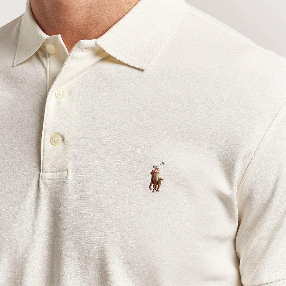 Polo Ralph Lauren Embroidered Button Slim Fit Short Sleeve Polo Shirt Men Tops Light-Cream 710704319-168