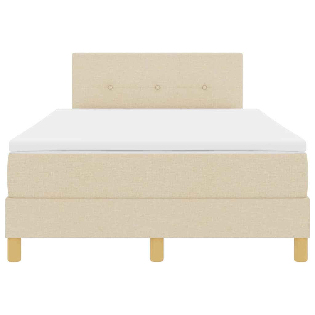 Box Spring Bed with Headboard Cream 120 x 200 cm Fabric