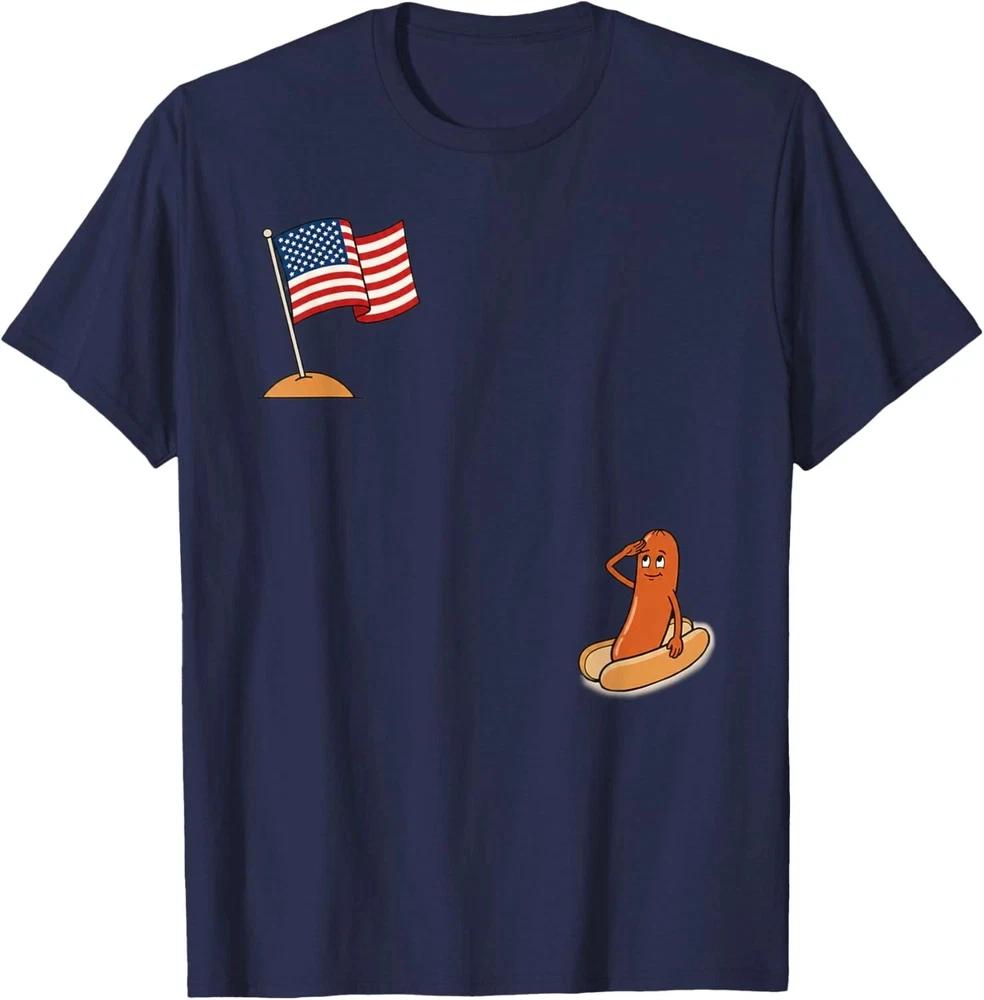 Hotdog Salute Funny Patriotic Hot Dog Usa Flag 4th Of July Unisex Tshirt S