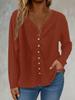 2025 Solid Color Women's Front Button Long Sleeve Cardigan - Simple, Casual, and Breathable Spring/Autumn Top