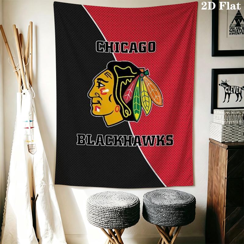 Chicago Blackhawks Wall Tapestry Aesthetic Wall Hanging Printed Fabric Blanket Decorative Tapestries for Bedroom Living Room Home Decor
