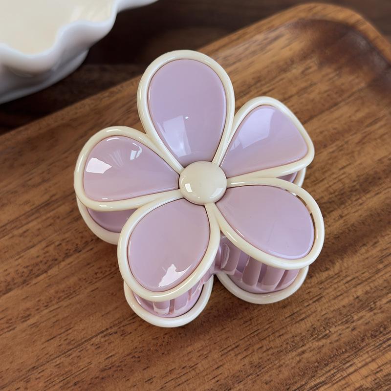 Summer Cream Color Flower Hair Claw For Woman Girl Sweet HairClip Plastics Hairpin Crab Barrette Female Fashion Hair Accessories