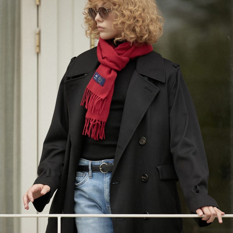 ABRAHAM MOON Merino Wool Muffler 25cm - Scarlet