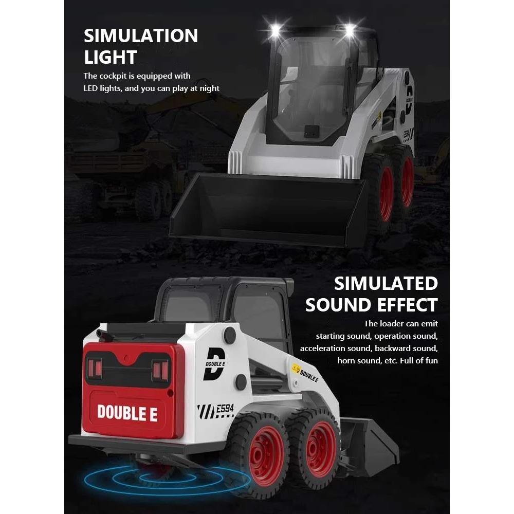 Double E E594 1:14 Remote Control Slip Loader Toy Car RC Truck Engineering Vehicle Skid Steer Excavators Toys for Boys Gifts