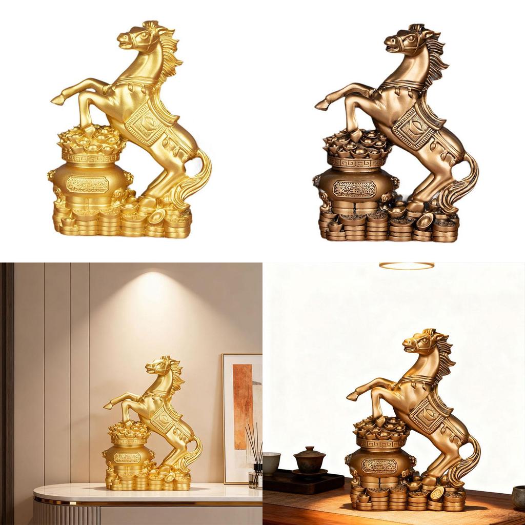 Pferd Figur Tier Statue Kunsthandwerk Harz Feng Shui Skulptur für Büro Einrichtung Schreibtisch