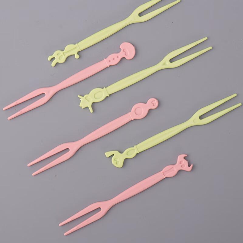 Fangcaodi Cartoon Fruit Forks, 100 Pieces, Thickened Fruit Picks for Cake, Mid-Autumn Festival Mooncake Dessert Forks, Sweet Dish Picks, 9.5cm