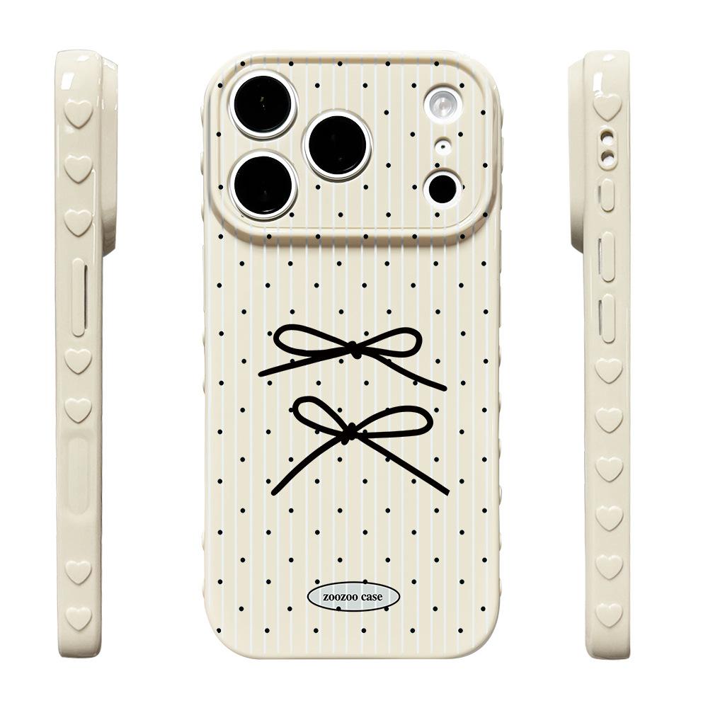 The bow tie method is suitable for Apple 16/17PM anti-drop new 17/16PRO creative iPhone15 mobile phone case.