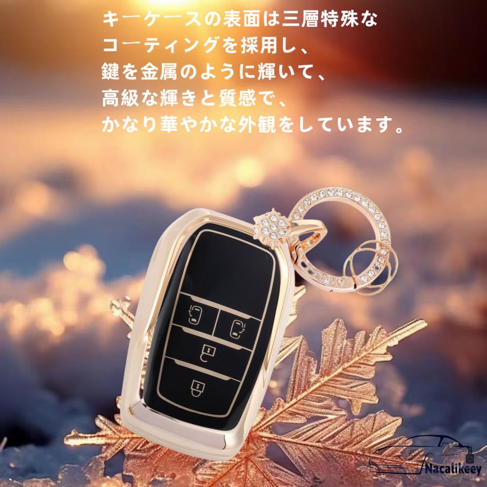 Nacalikeey Cute Key Case, Snow Key Holder, Key Case, Sparkle, Key Cover, Gorgeous Style, Black