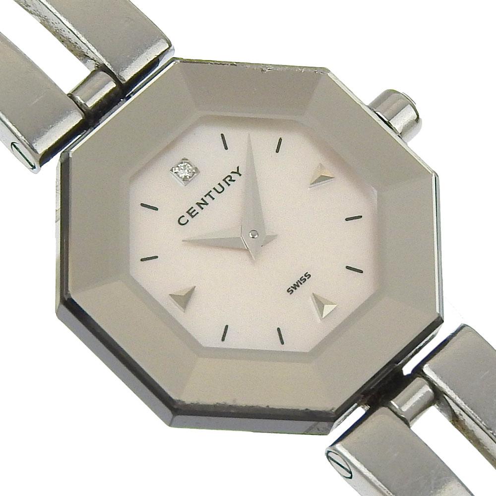 CENTURY Time gem Watches 1P diamond White shellDial Stainless Steel Quartz Analog display Women Used