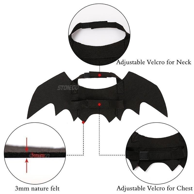 Cute Pet Collar Cat Costume Black Bat Wing Halloween Party Supplies Cosplay Clothing for Cats