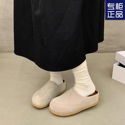 Autumn and Winter Comfortable Flat-bottomed Bag Head Slippers Women's Wear 2024 New Casual Retro Fashion Soft-bottomed Birkencotton Slippers