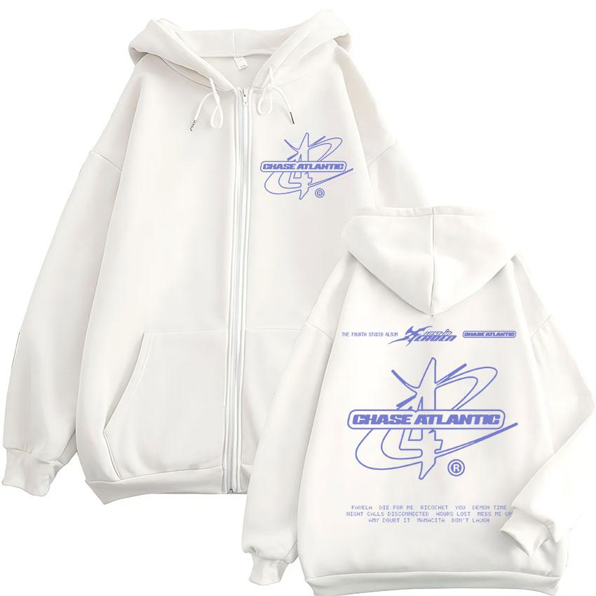 Bluza z kapturem na zamek Rock Band Chase Atlantic Lost in Eruen 4 Tour Nadruk Męska Damska Moda Harajuku Bluza z długim rękawem Y2k Topy