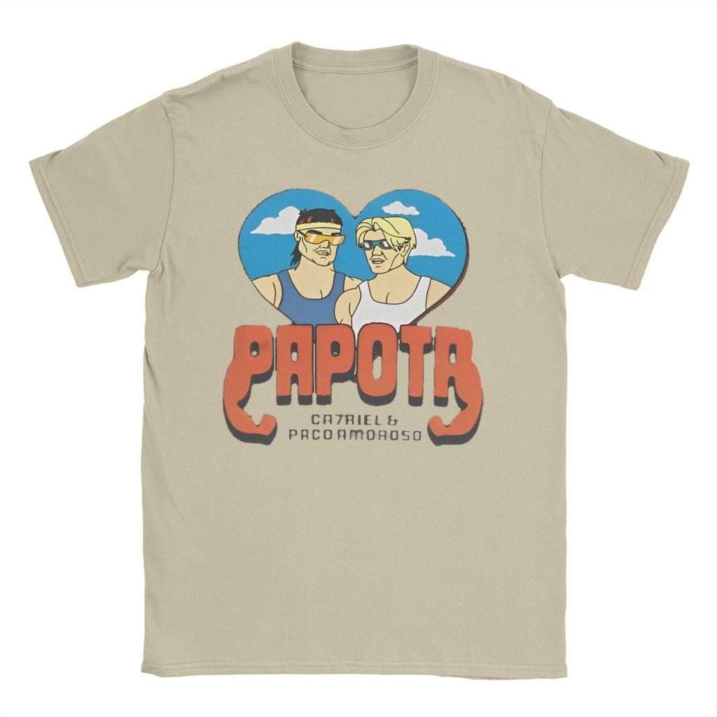 CA7RIEL & Paco Amoroso Papota Tour T Shirts for Men 100% Cotton Vintage T-Shirts O Neck  Tees Short Sleeve Clothing Plus Size