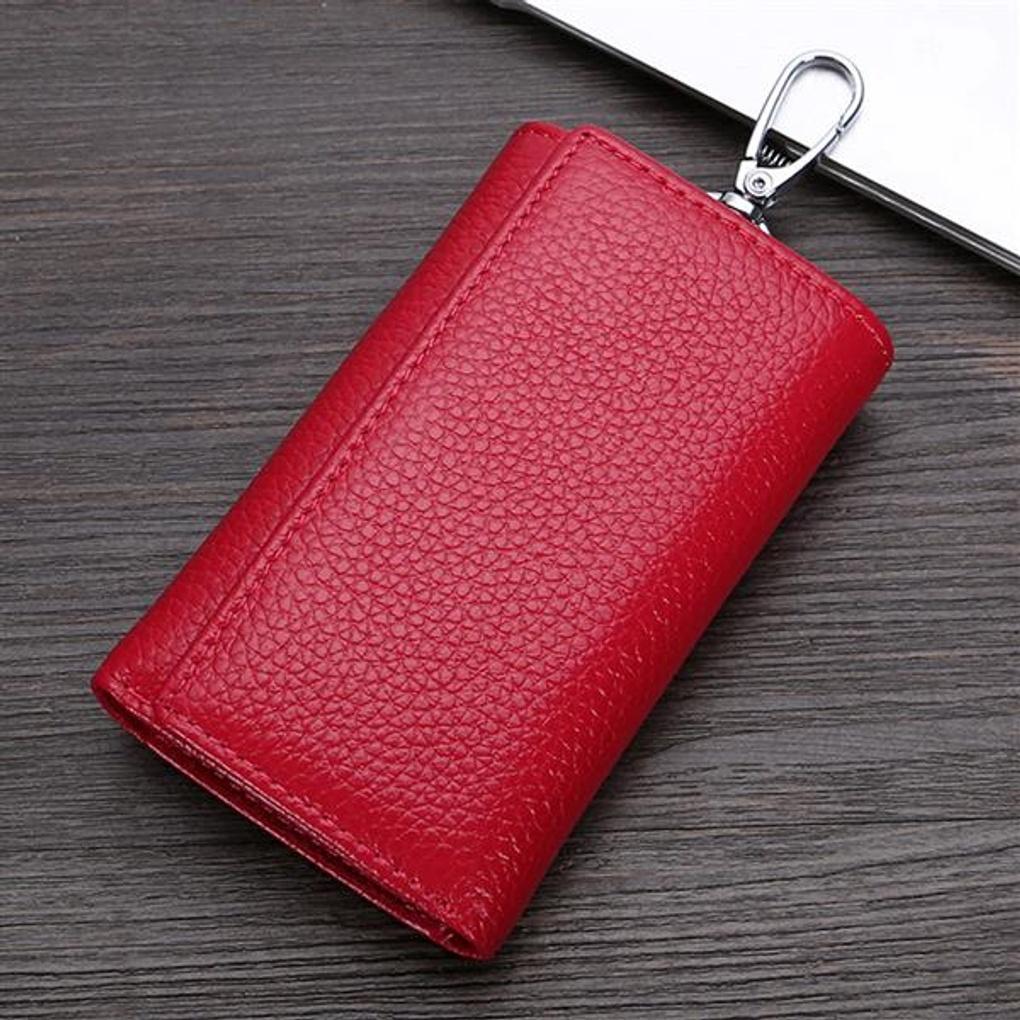 Smart Key Holder Wallet (Red)/Cowhide Key Wallet