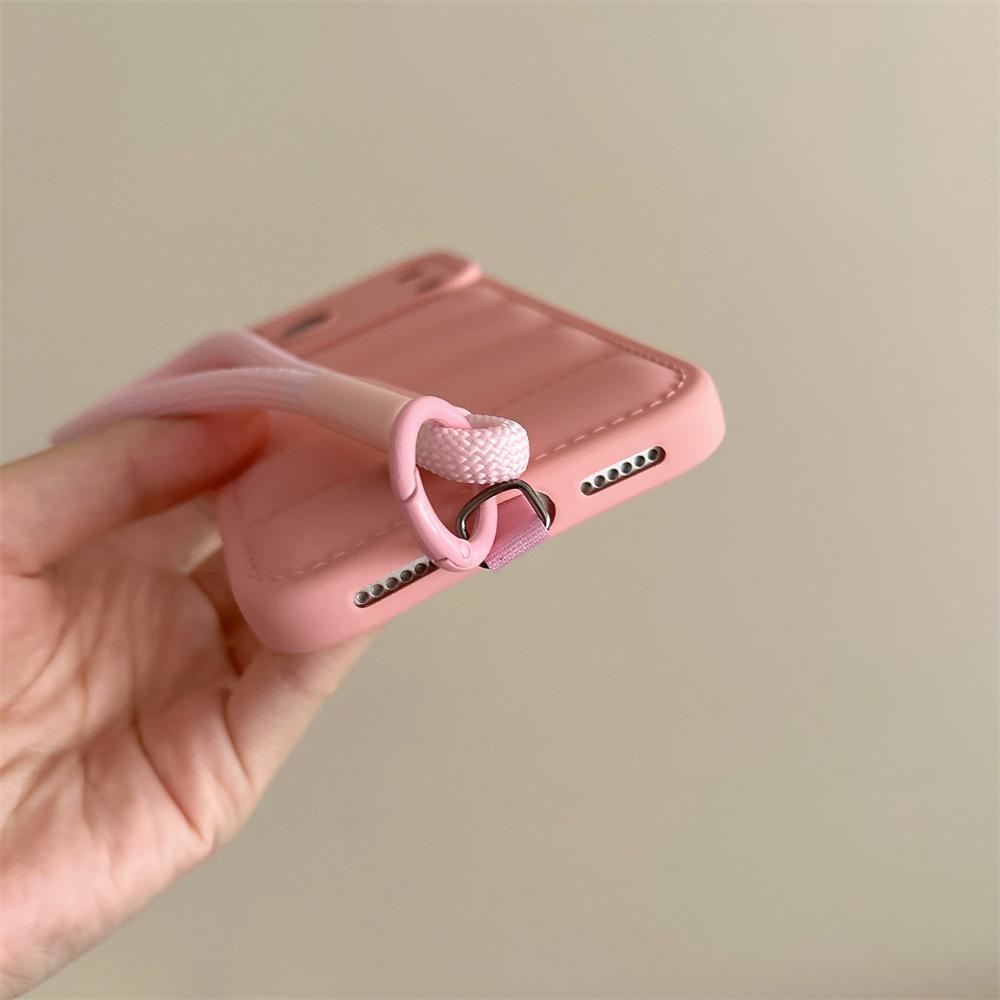 Funda de Silicona para Chaqueta de Plumas Suave Para iPhone 17 16 15 14 13 12 11 Pro Max Plus Air Antigolpes Protección de Cámara Funda con Correa de Muñeca