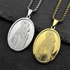 Klassische Jungfrau Maria Jesus Anhänger Halskette für Damen Herren Edelstahl Goldfarbe Katholische Mutter Maria Halsketten Schmuck