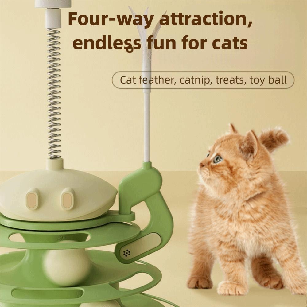 Fun Puzzle Game 3 Layer Cat Toy Tower Physical Exerciser Stimulating Cat Food Toy Interactive Entertaining Kitten Indoor Use