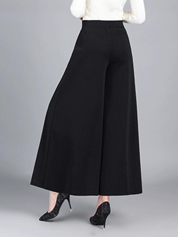Autumn/Winter High-Waisted Plus Velvet Wide-Leg Pants: Fashionable, Age-Reducing Casual Skirt for Middle-Aged and Elderly Mothers