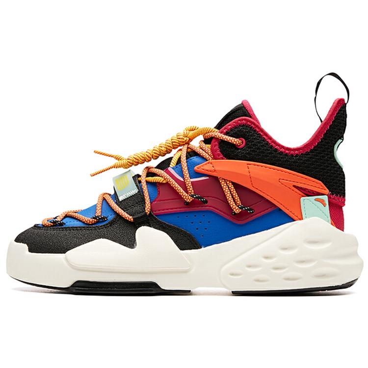 

new Anta Life Collection Tyrannical Anti Slip Wear Resistant High Top Skateboard Shoes Men s Black White Blue Orange 40