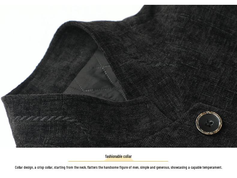 Men's Ethnic Style Woolen Stand-Up Collar Jacket - Business Casual, Warm Winter Wear for Middle-Aged Dads