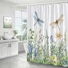 Neuer wasserdichter bedruckter Duschvorhang für Männer und Frauen Kreatives Libellenblumenmuster Duschvorhang Badezimmerabtrennung