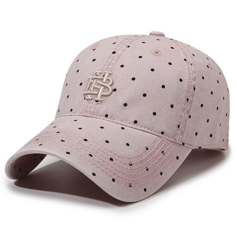 

Vintage Cotton Sun Hat Unisex Wave Point Embroidery Baseball Cap рожевий