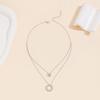 Round necklace European and American light luxury diamond pendant female simple design clavicle chain