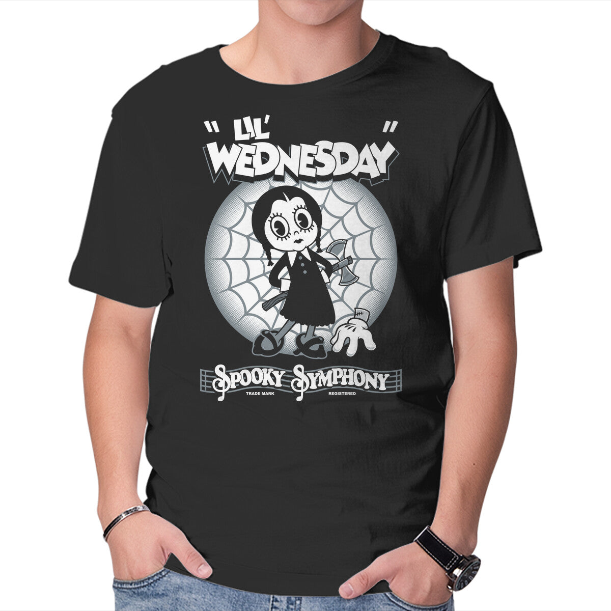 Unisex Crew Neck T-Shirt Lil Wednesday Graphic Short Sleeve Casual Tee XL