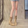 Boots Casual Mid Boots Pointed High Heels Spring and Autumn Fold Thin Fashion Short Boots Heap Daily