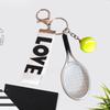 Tennis Racket Ball Keychain Chain Pendant for
