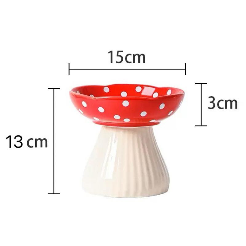 

Креативная миска для питомца в форме гриба, керамическая приподнятая миска для кошки, защищает шейные позвонки, товары для питомцев красный