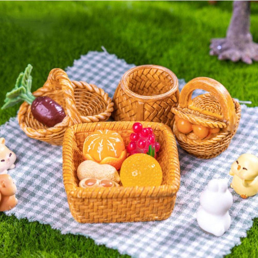2pcs Cute Fruit Vegetable Food Storage Basket Mini Dolls Miniature Decoration