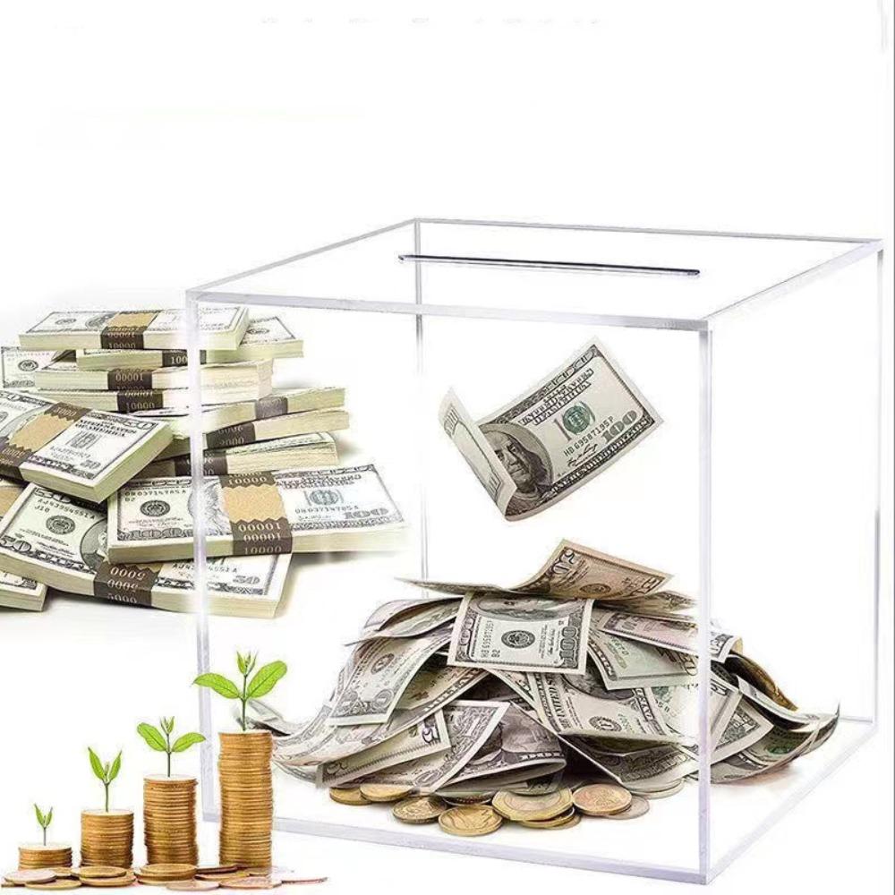 Large Capacity Cannot Be Opened Birthday Gift Money Saving Box Cube Piggy Bank Coins Container