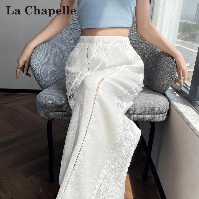 La Chapelle Women's Tencel Wide-Leg Denim Pants
