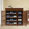 3-Tier Bamboo Shoe Cabinet W/ Shutter Doors & 1 Drawer - Holds 25 Pairs, Modern Wooden Shoe Rack Organizer for Entryway, Hallway